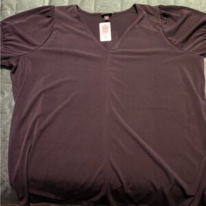 Torrid Deep Black V-Neck Short Sleeve Top